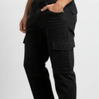 Cargo-Jeans – Schwarz – Stretch-Denim. ZCD-01BLK