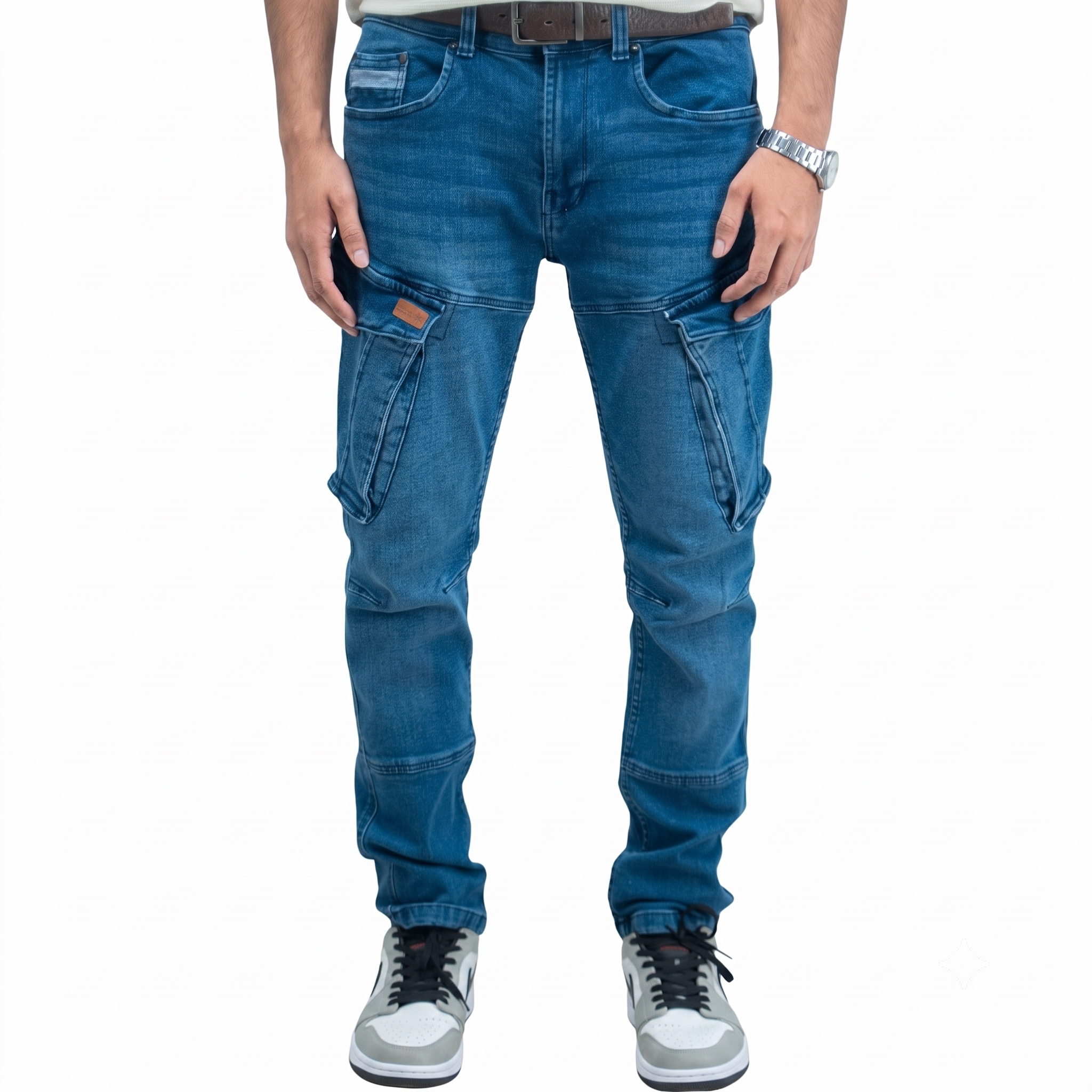 Cargo Denim – Dunkelblau – Stretch
