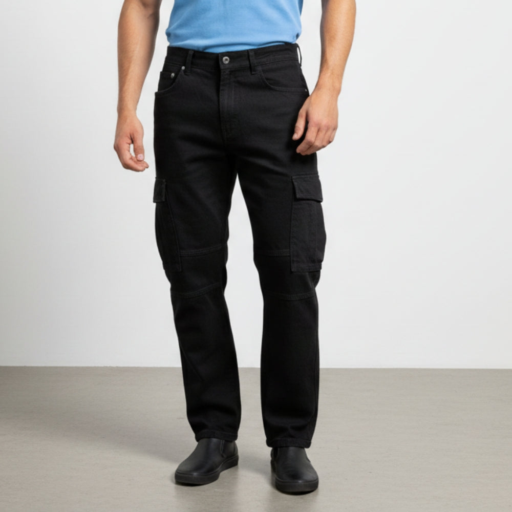 Cargo-Jeans – Schwarz – Stretch-Denim. ZCD-01BLK