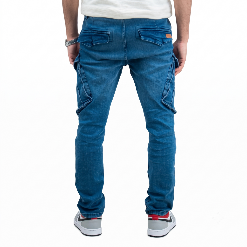Cargo Denim – Dunkelblau – Stretch