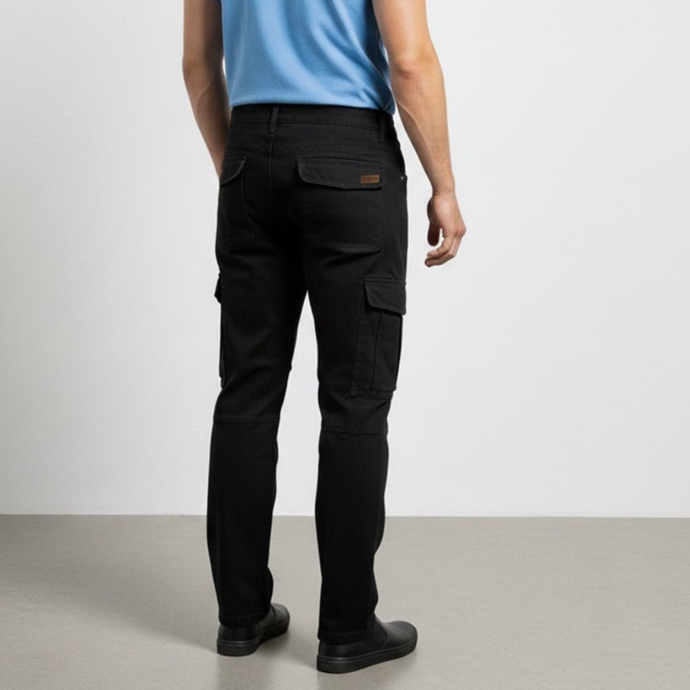 Cargo-Jeans – Schwarz – Stretch-Denim. ZCD-01BLK