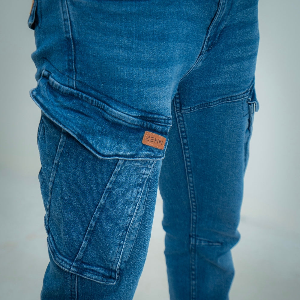 Cargo Denim – Dunkelblau – Stretch