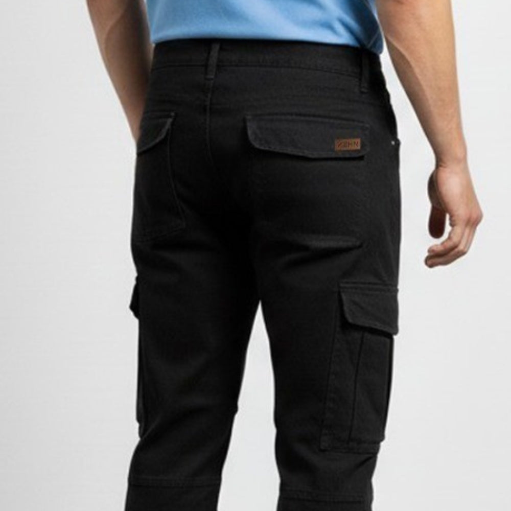 Cargo-Jeans – Schwarz – Stretch-Denim. ZCD-01BLK