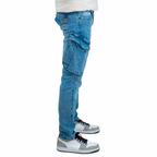 Cargo-Jeans – Hellblau – Stretch-Denim