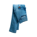 Cargo-Jeans – Hellblau – Stretch-Denim