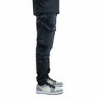 Schwarze Stretch Denim Cargo Jogger
