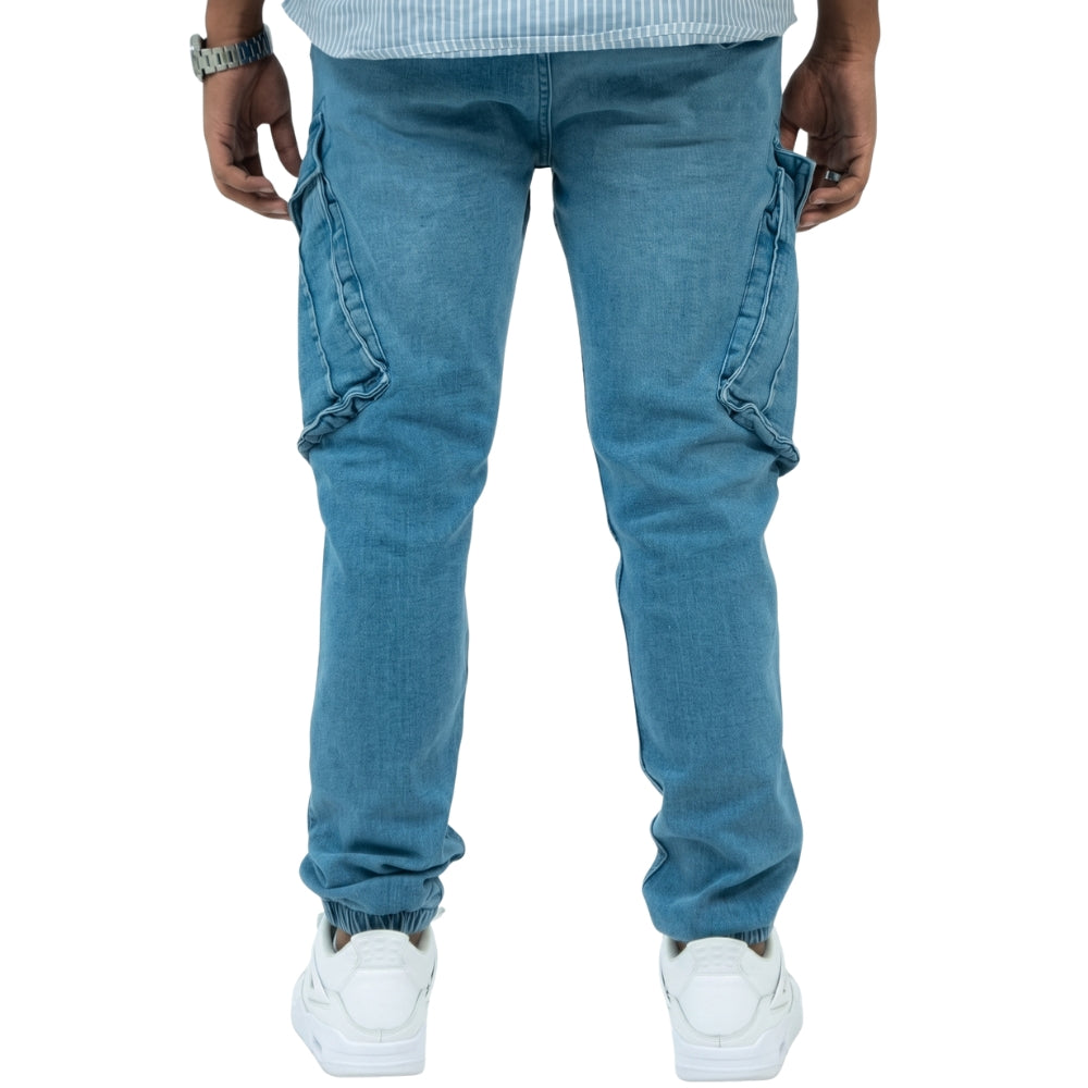 Cargo Jogger – Hellblau – Stretch-Denim