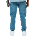 Cargo Jogger – Hellblau – Stretch-Denim