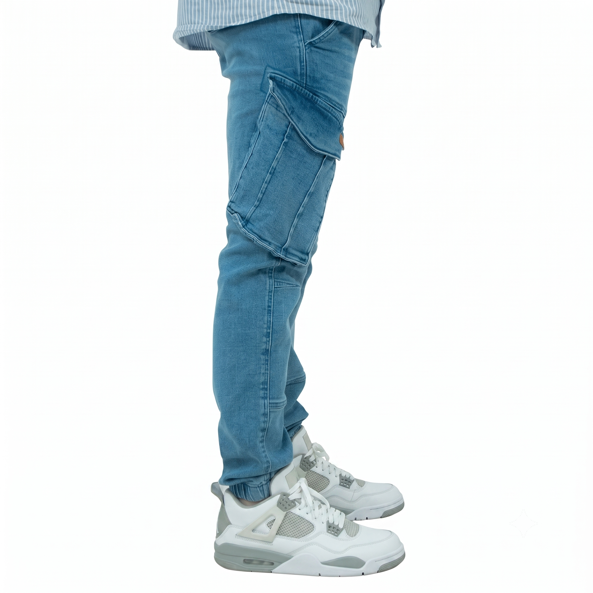 Cargo Jogger – Hellblau – Stretch-Denim