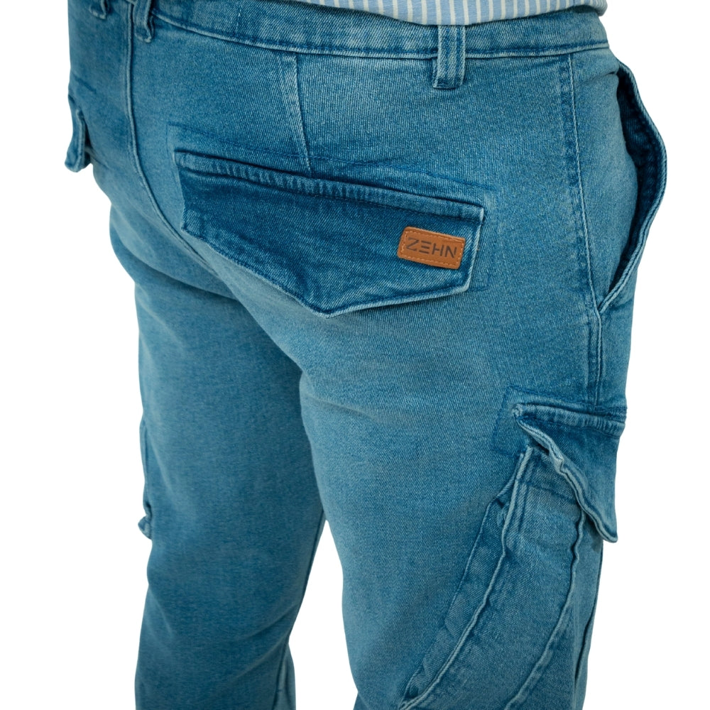 Cargo Jogger – Hellblau – Stretch-Denim