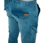 Cargo Jogger – Hellblau – Stretch-Denim