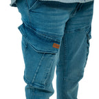 Cargo Jogger – Hellblau – Stretch-Denim
