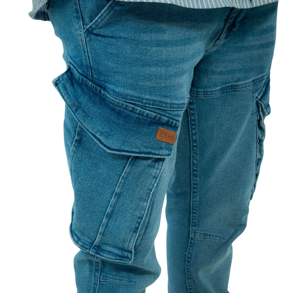 Cargo Jogger – Hellblau – Stretch-Denim