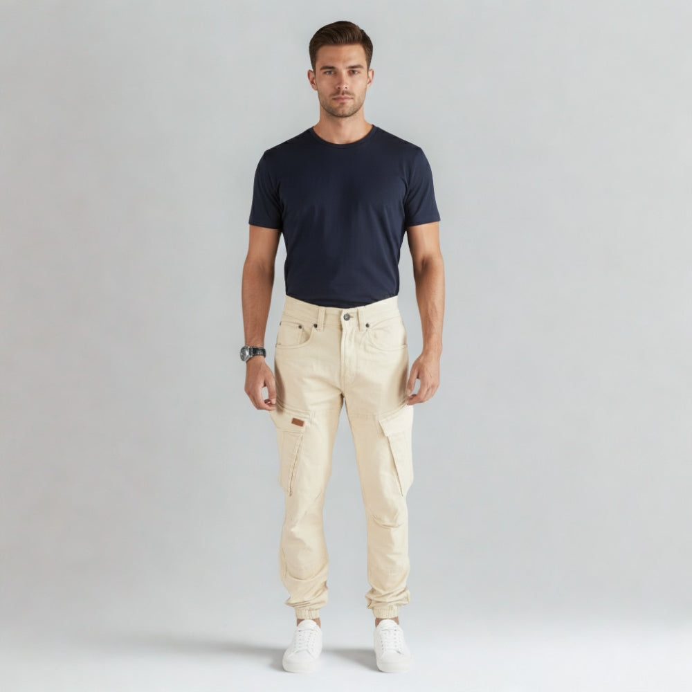 Cargo Jogger–Beige–Stretch-Twill. ZCT-02BE
