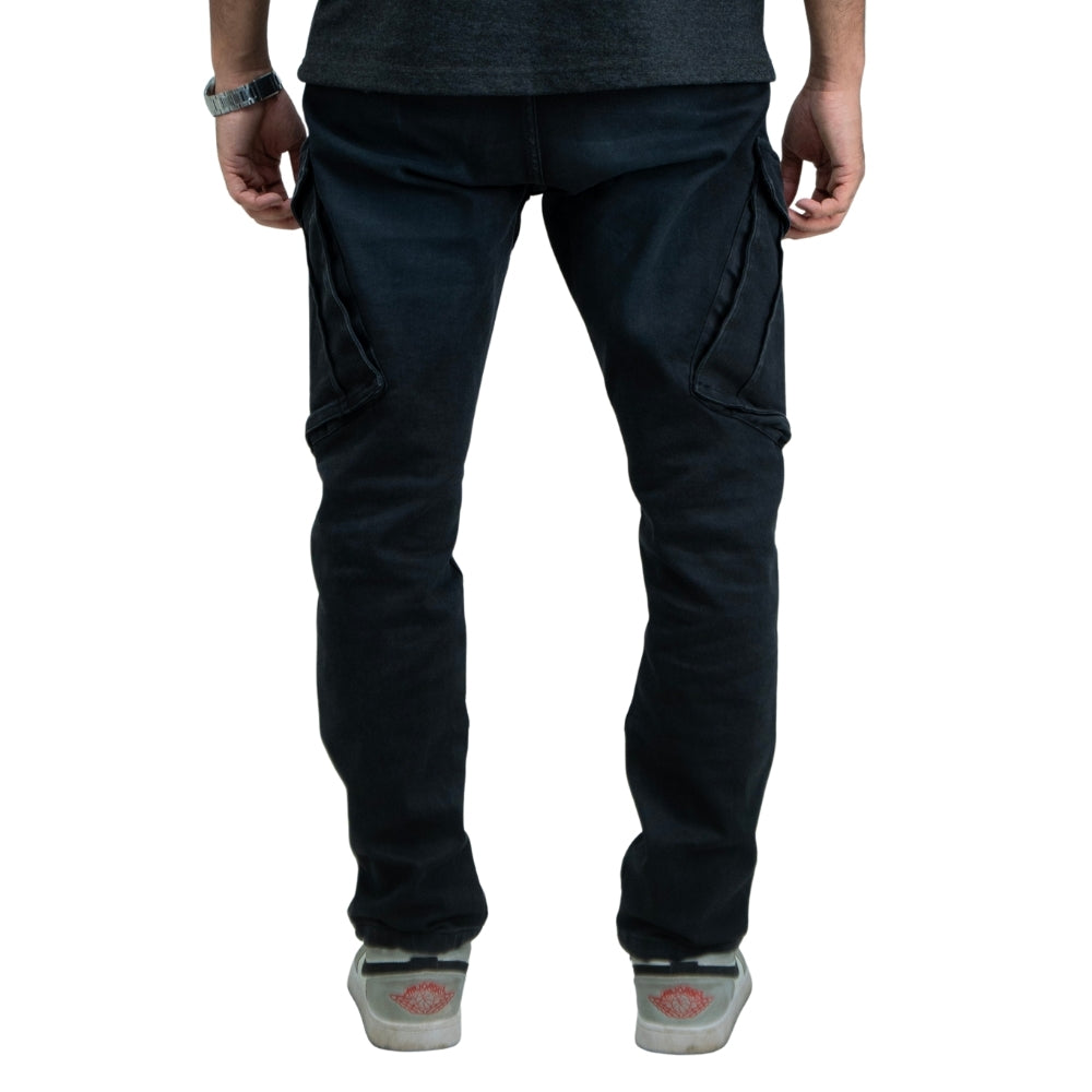 Cargo-Jeans – Schwarz – Stretch-Denim