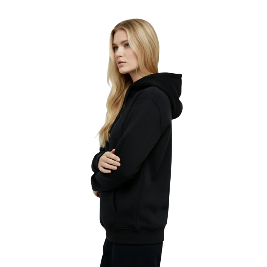 Premium Heavyweight Unisex Hoodie  |  Black Brushed Cotton Blend   | 300 gsm