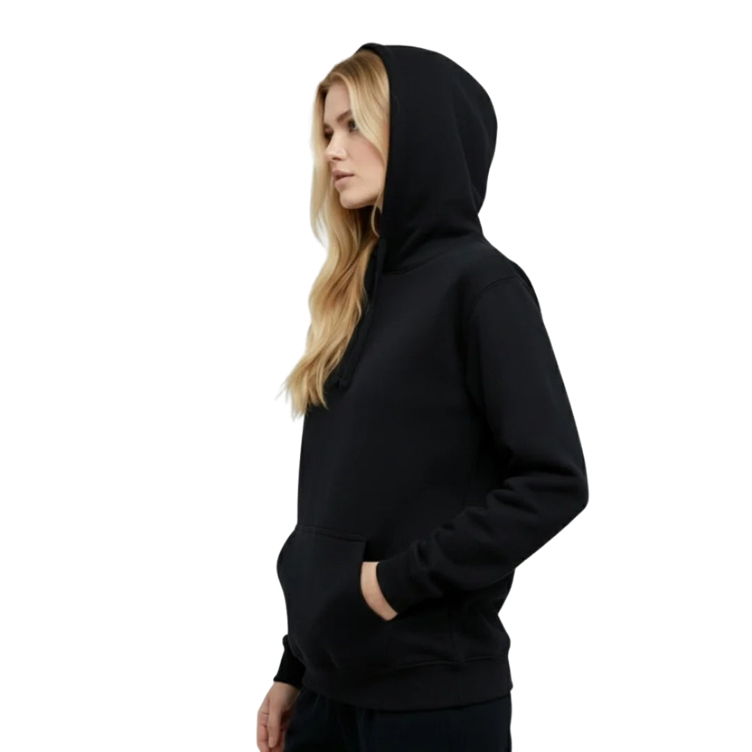 Premium Heavyweight Unisex Hoodie  |  Black Brushed Cotton Blend   | 300 gsm