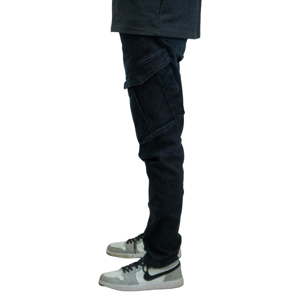 Cargo-Jeans – Schwarz – Stretch-Denim