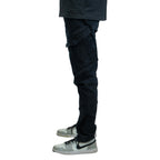 Cargo-Jeans – Schwarz – Stretch-Denim