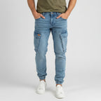 Cargo Jogger – Hellblau – Stretch-Denim. ZCD-02LB
