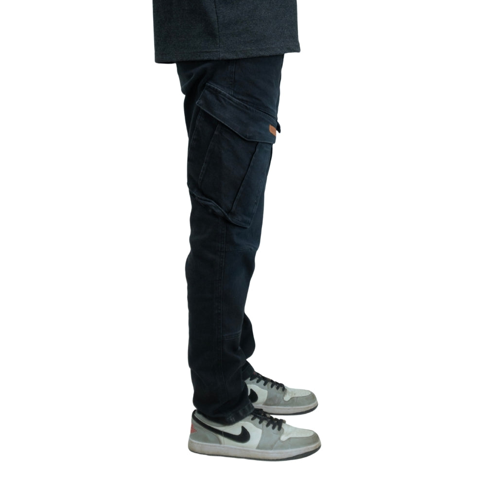 Cargo-Jeans – Schwarz – Stretch-Denim