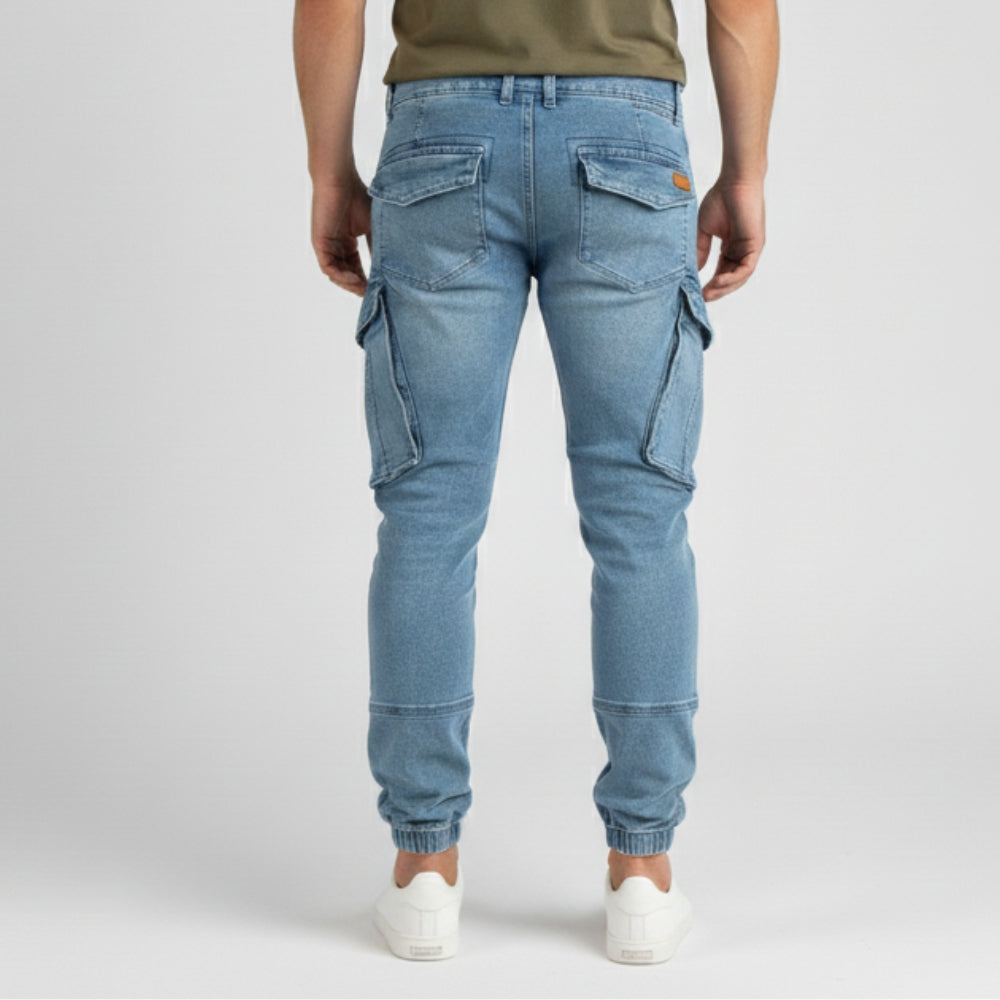 Cargo Jogger – Hellblau – Stretch-Denim. ZCD-02LB