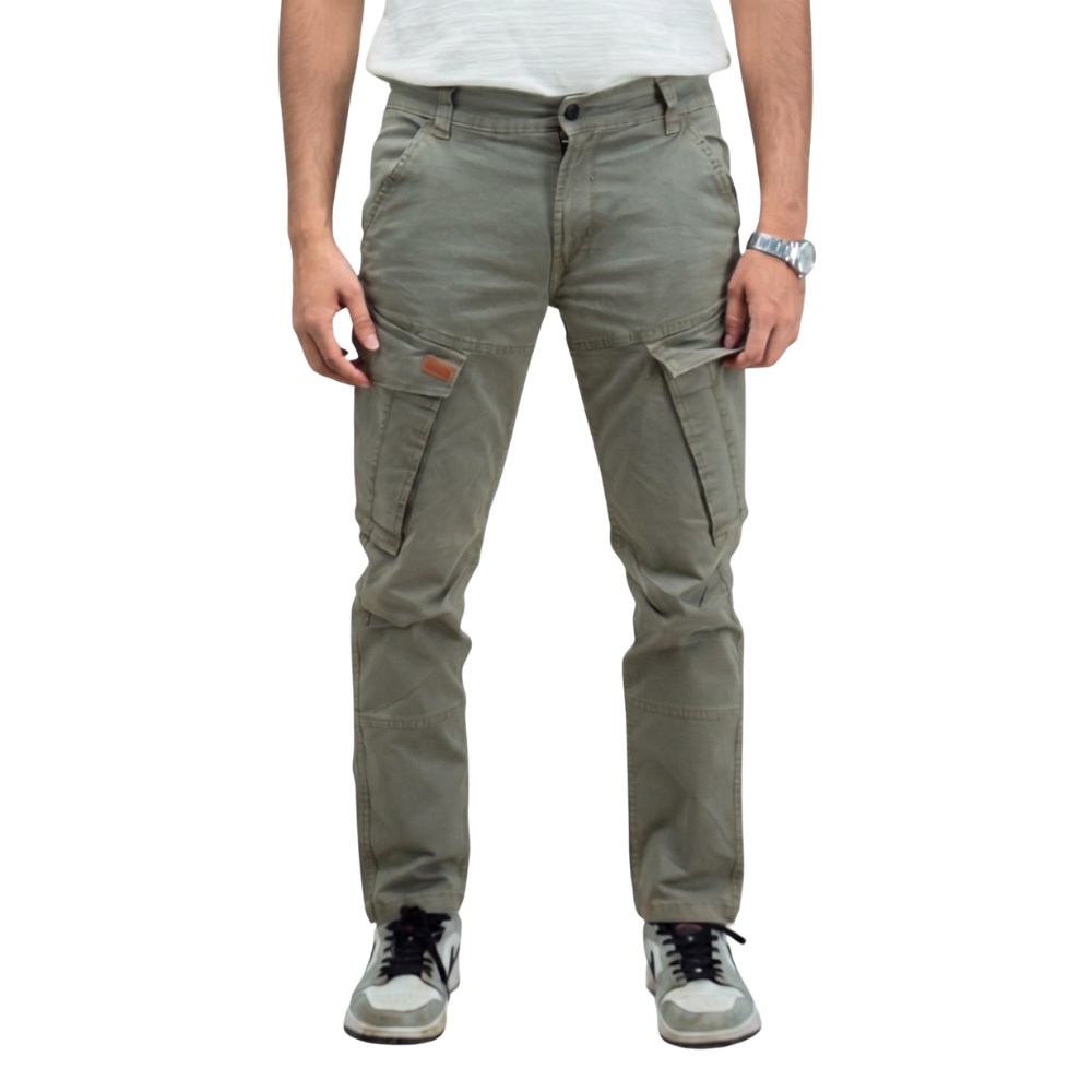Cargo-Twillhose – Dunkeloliv – Stretch.