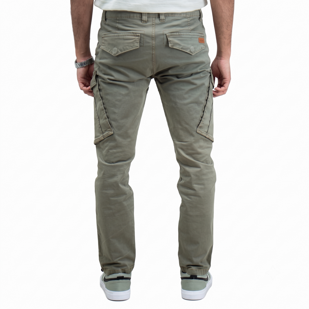 Cargo-Twillhose – Dunkeloliv – Stretch.