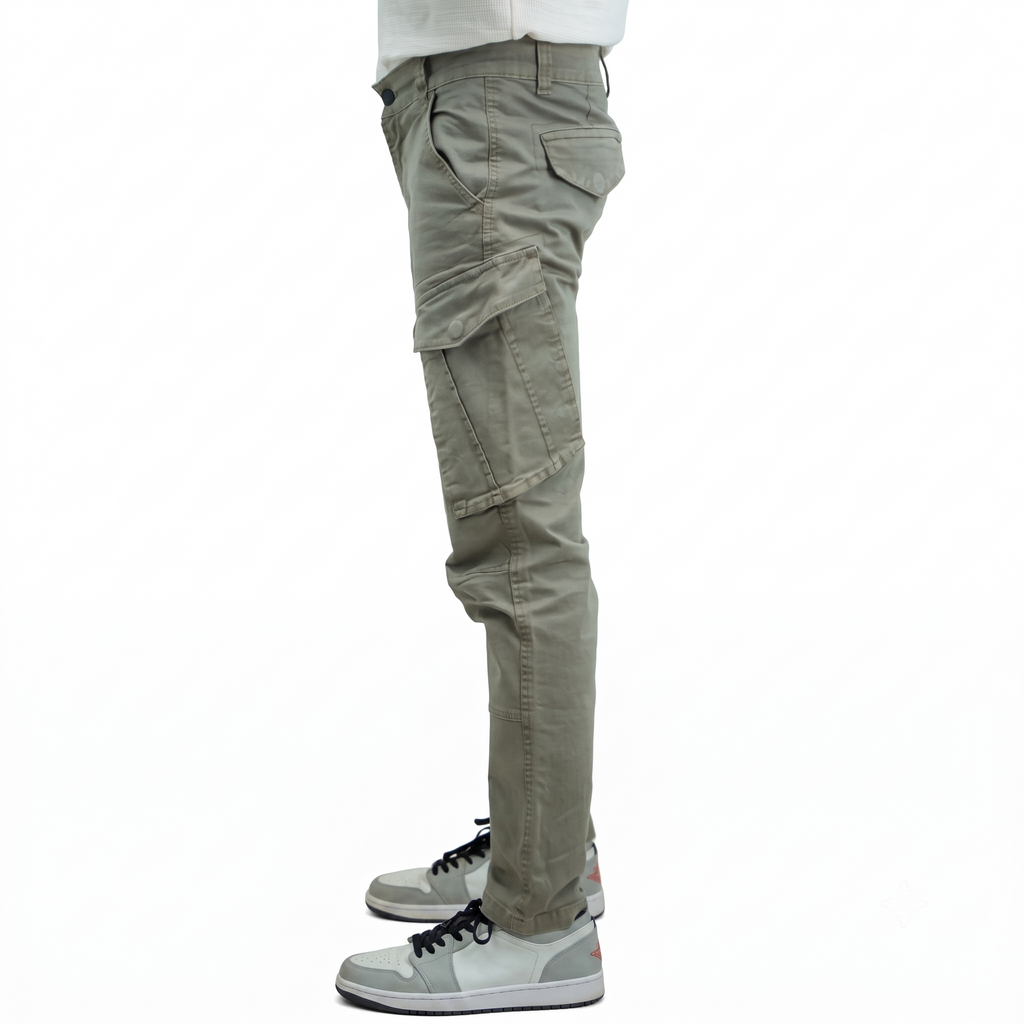 Cargo-Twillhose – Dunkeloliv – Stretch.