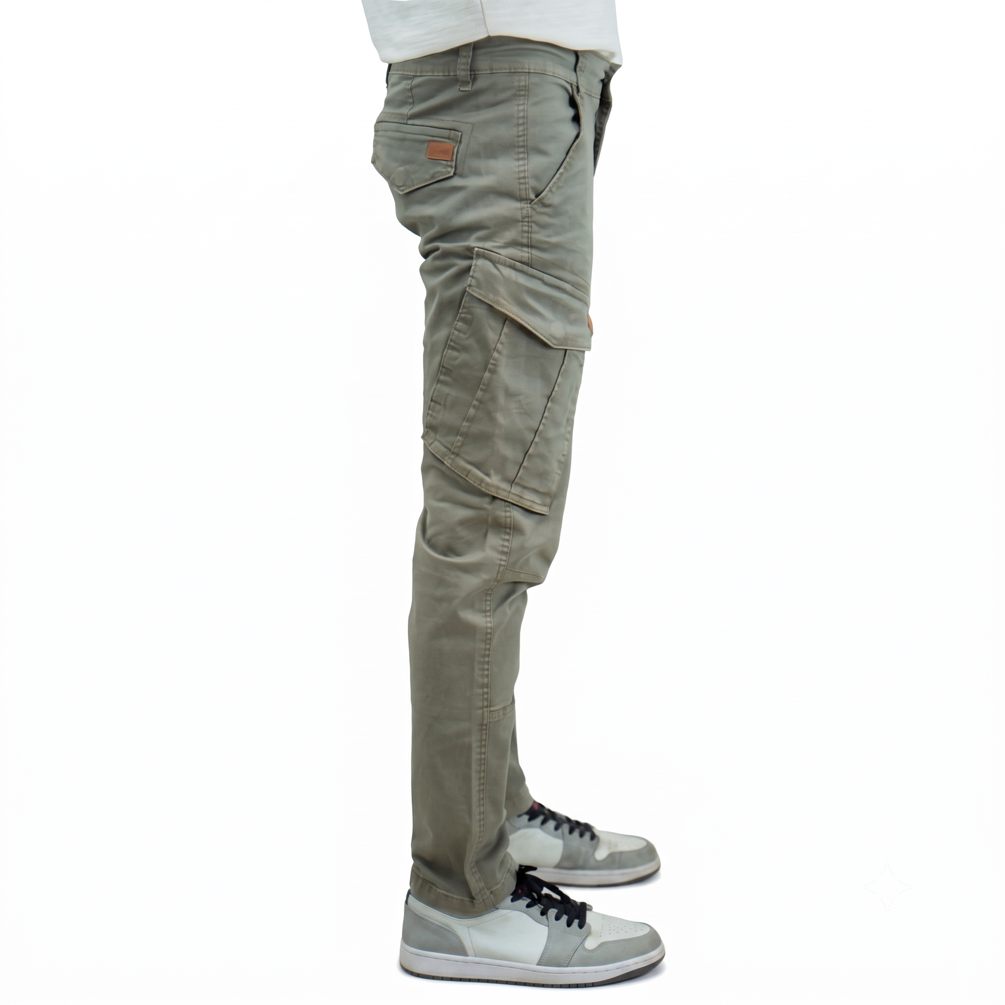 Cargo-Twillhose – Dunkeloliv – Stretch.