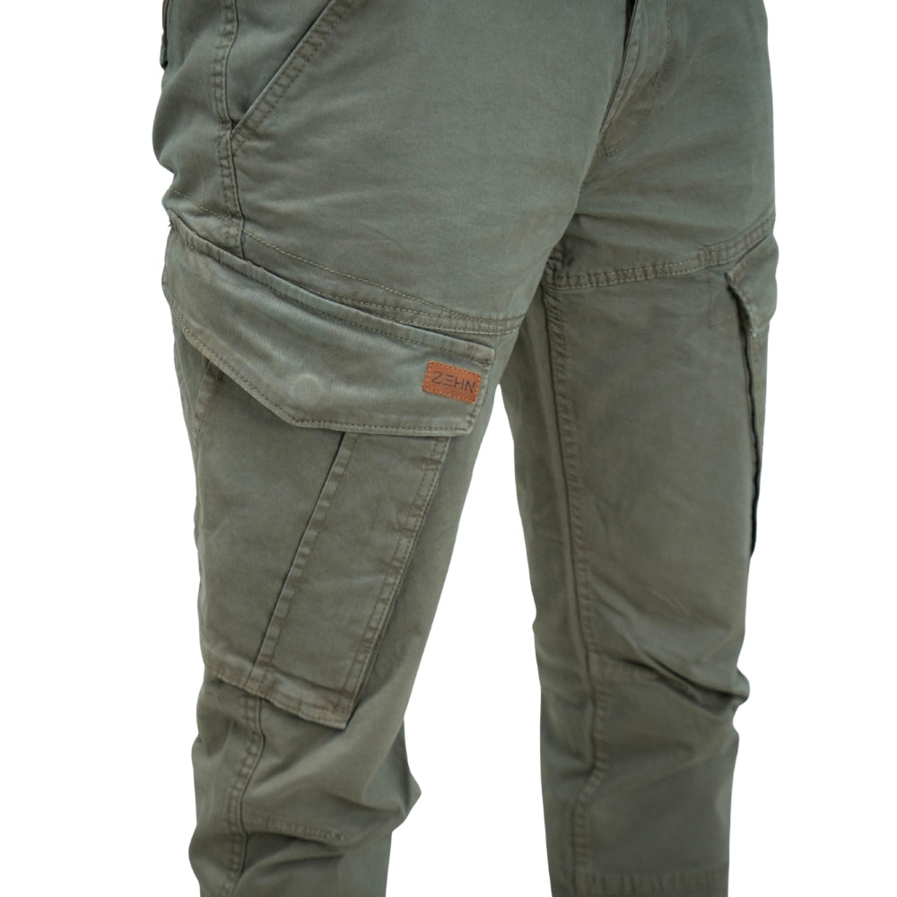 Cargo-Twillhose – Dunkeloliv – Stretch.