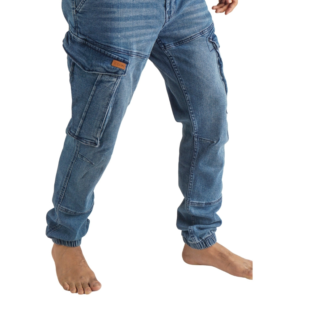 Cargo-Jogger – Dunkelblau – Stretch-Denim. ZCD-02DB