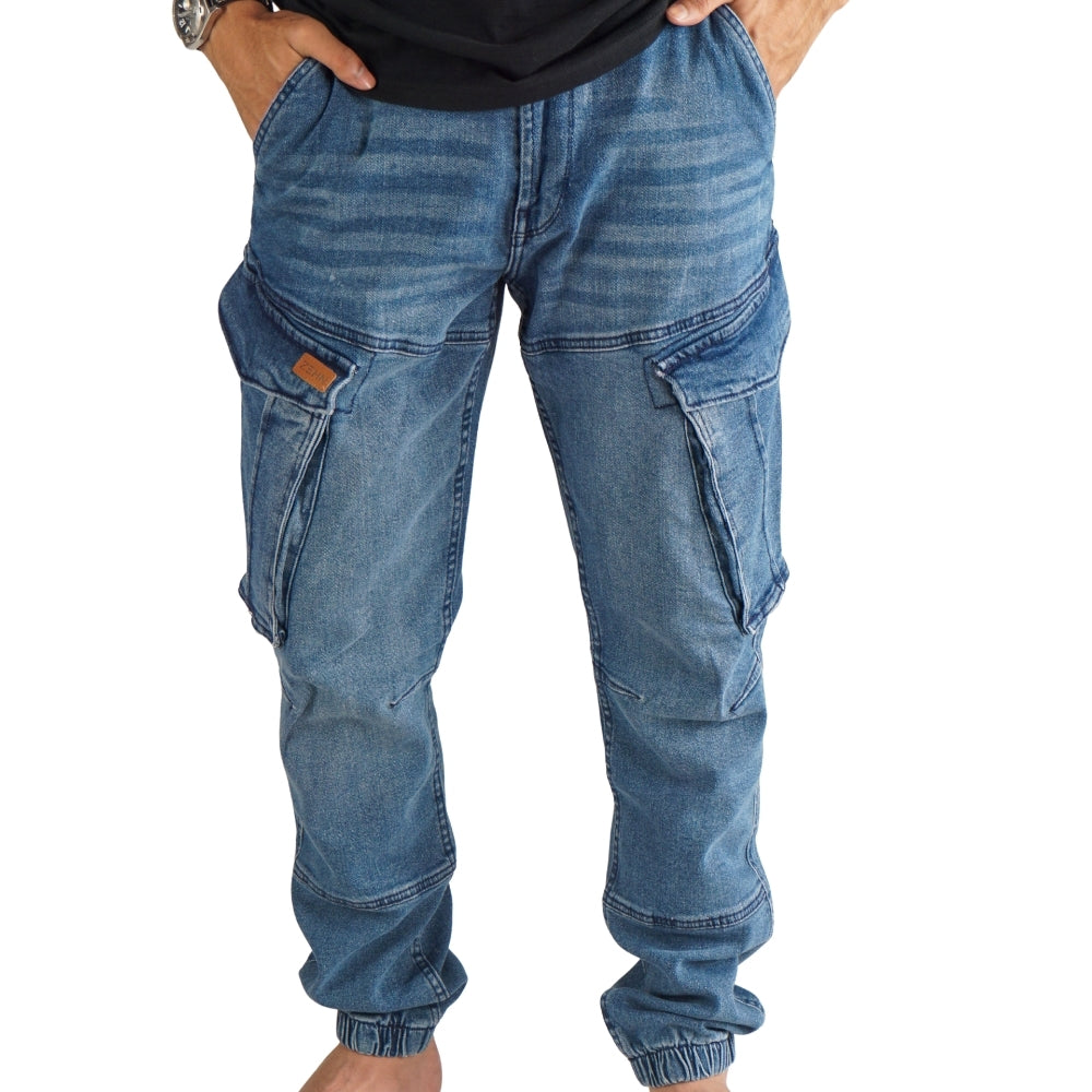 Cargo-Jogger – Dunkelblau – Stretch-Denim. ZCD-02DB