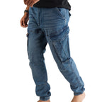 Cargo-Jogger – Dunkelblau – Stretch-Denim. ZCD-02DB