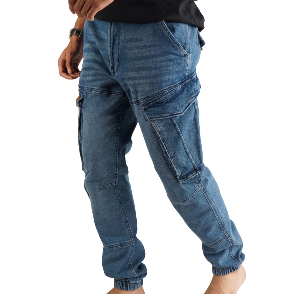 Cargo-Jogger – Dunkelblau – Stretch-Denim. ZCD-02DB