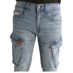 Cargo-Jeans – Hellblau – Stretch-Denim. ZCD-01BLK
