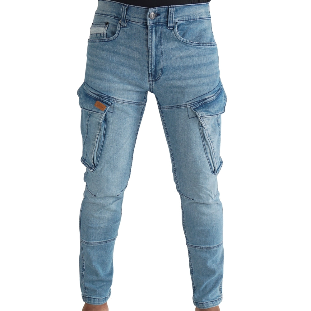 Cargo-Jeans – Hellblau – Stretch-Denim. ZCD-01BLK