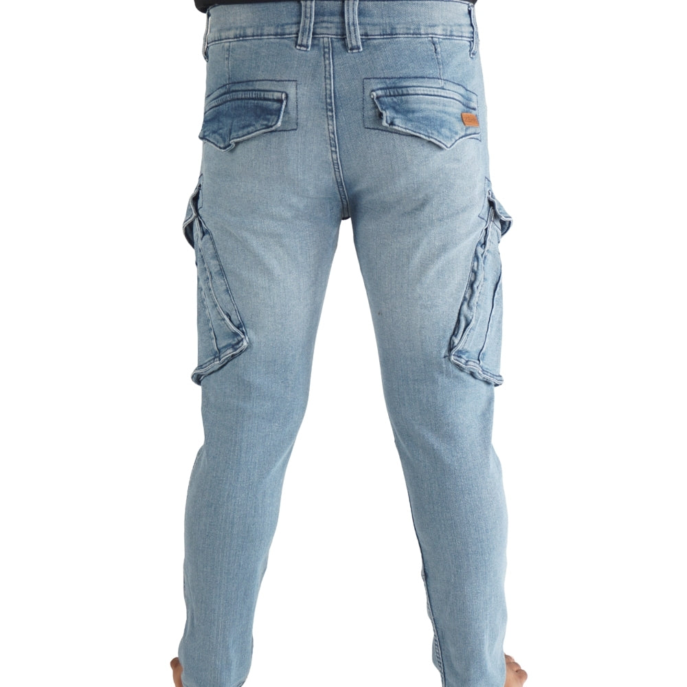 Cargo-Jeans – Hellblau – Stretch-Denim. ZCD-01BLK