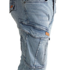 Cargo-Jeans – Hellblau – Stretch-Denim. ZCD-01BLK