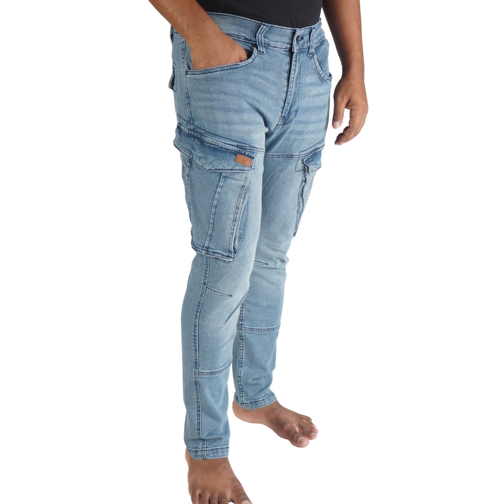 Cargo-Jeans – Hellblau – Stretch-Denim. ZCD-01BLK