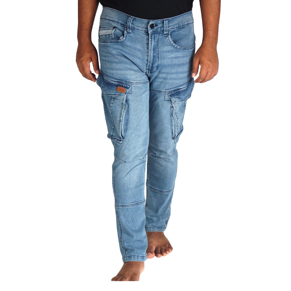 Cargo-Jeans – Hellblau – Stretch-Denim. ZCD-01BLK