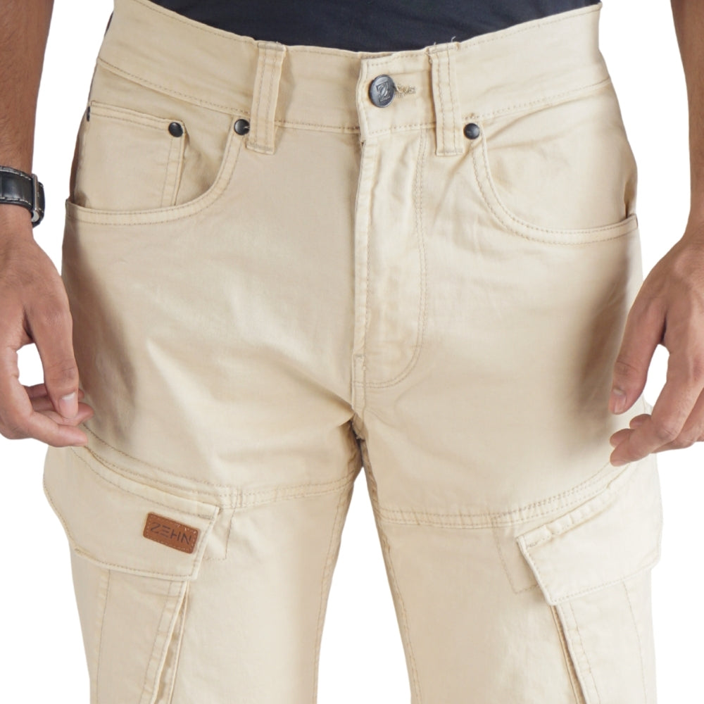 Cargo Jogger–Beige–Stretch-Twill. ZCT-02BE