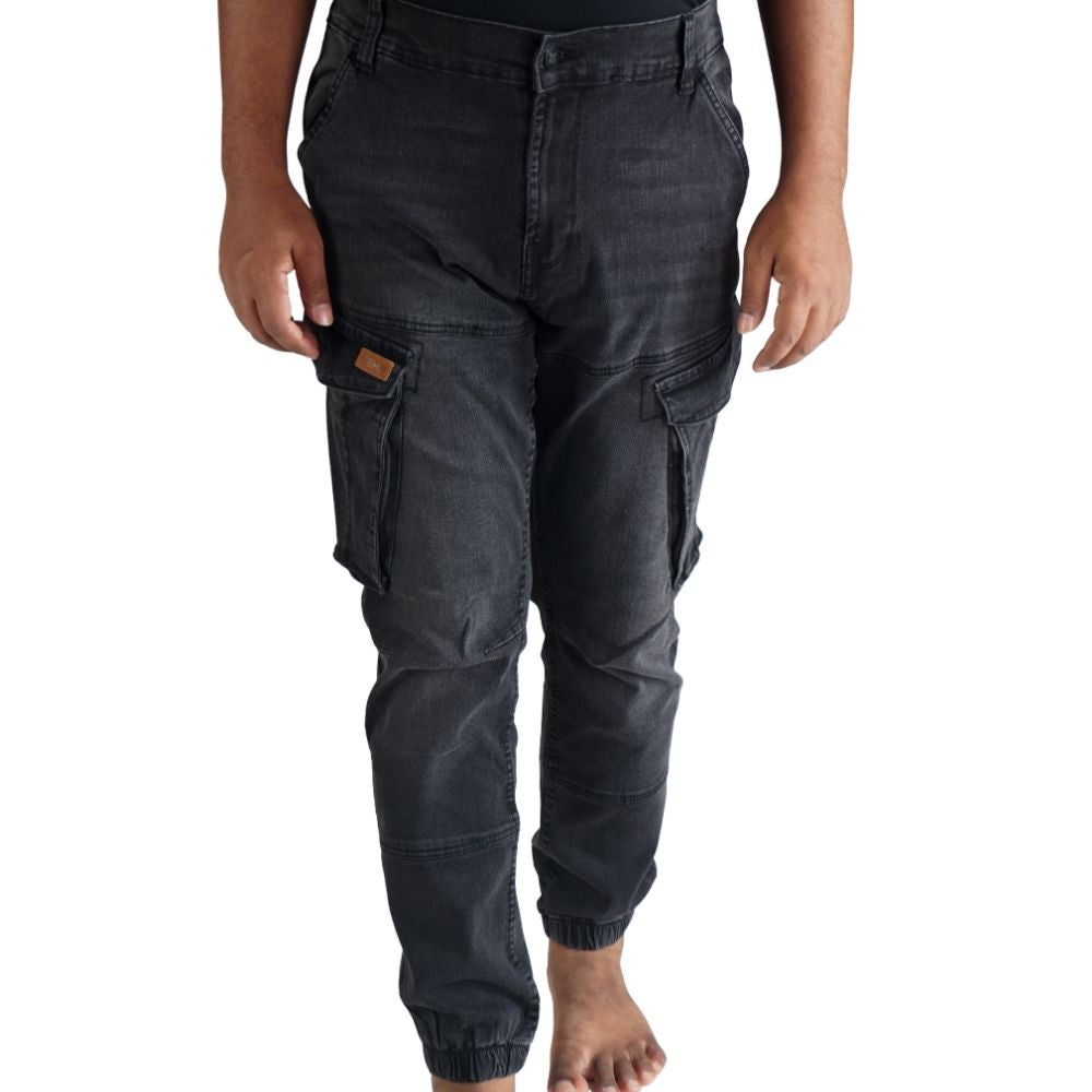 Cargo-Jeans – Schwarz – Stretch-Denim. ZCD-01BLK