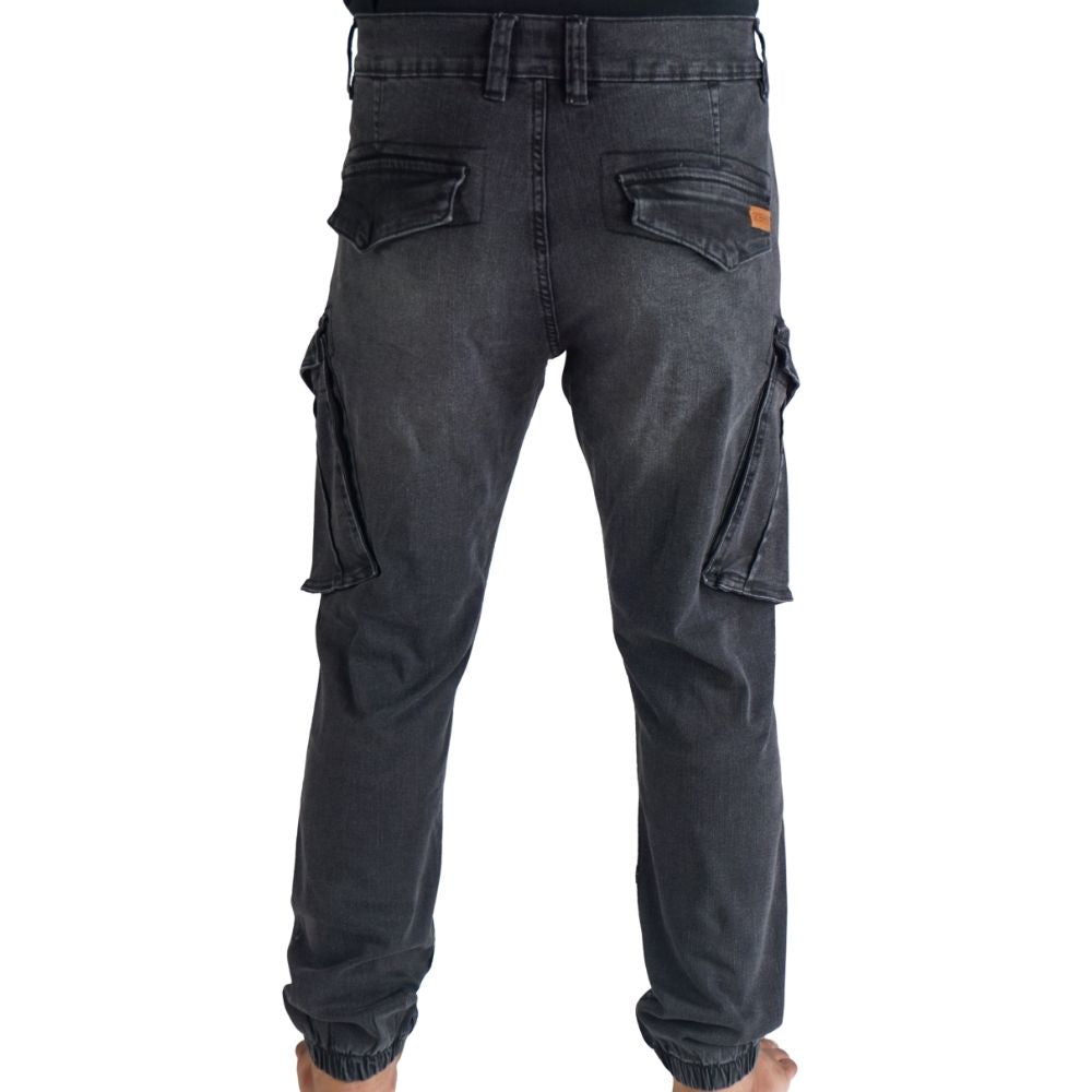 Cargo-Jeans – Schwarz – Stretch-Denim. ZCD-01BLK