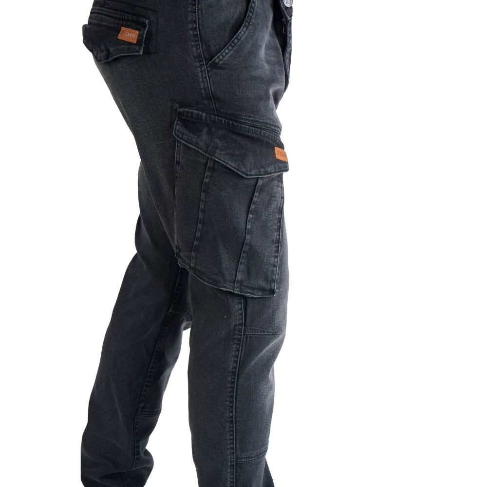 Cargo-Jeans – Schwarz – Stretch-Denim. ZCD-01BLK