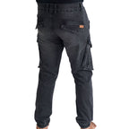 Cargo-Jeans – Schwarz – Stretch-Denim. ZCD-01BLK