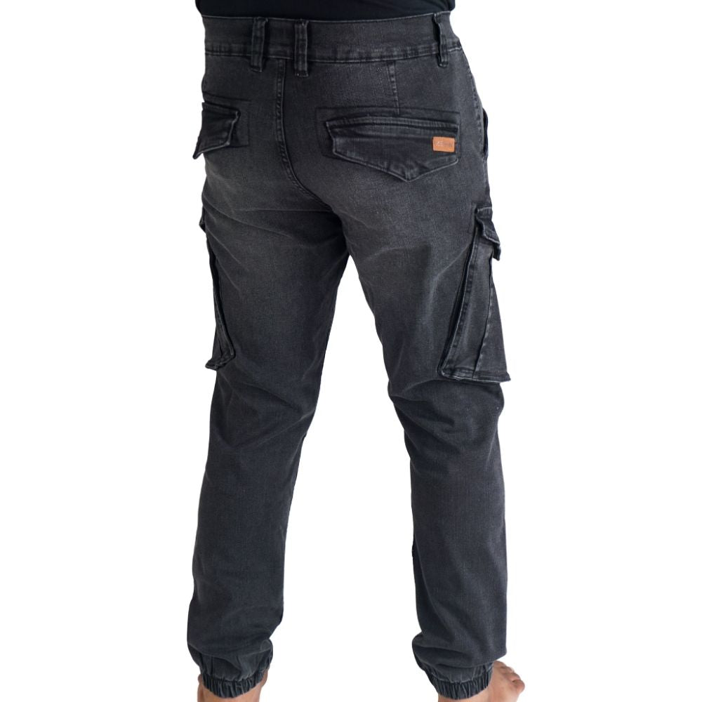 Cargo-Jeans – Schwarz – Stretch-Denim. ZCD-01BLK