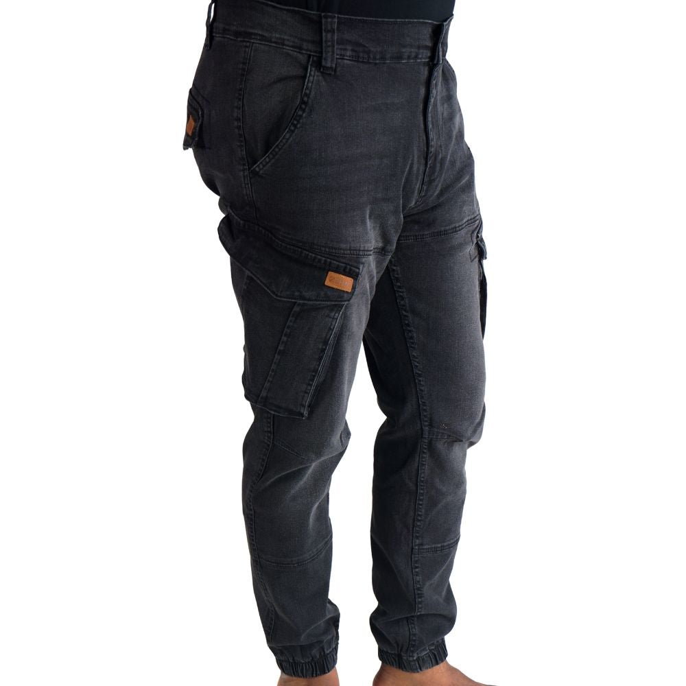 Cargo-Jeans – Schwarz – Stretch-Denim. ZCD-01BLK