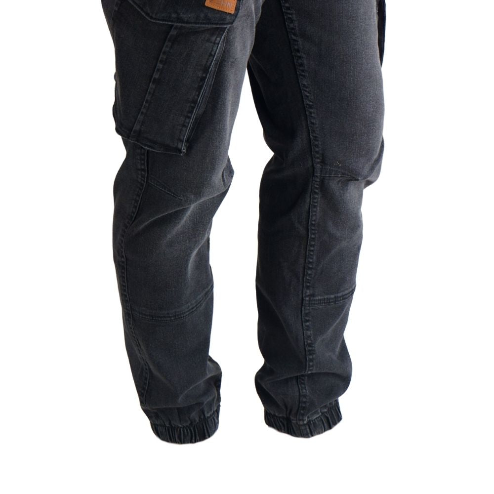 Cargo-Jeans – Schwarz – Stretch-Denim. ZCD-01BLK