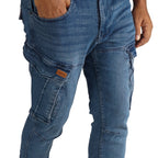 Cargo-Jogger – Dunkelblau – Stretch-Denim. ZCD-01DB